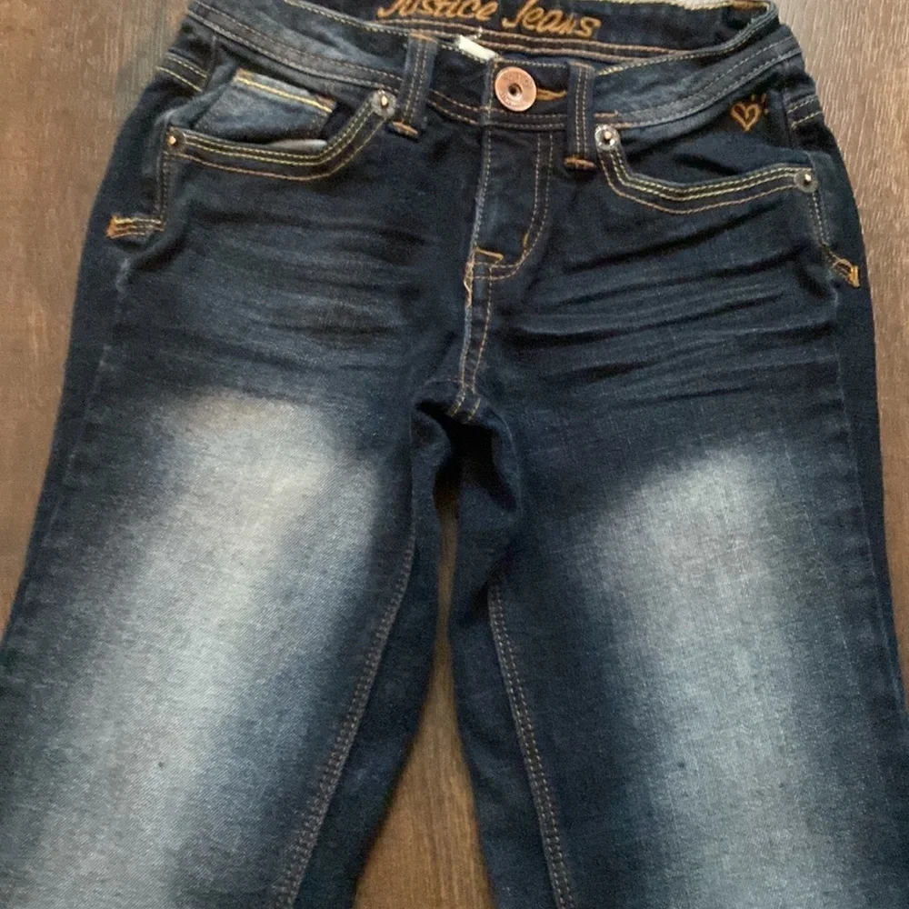 Justice girls boot cut distressed jeans dark wash size 8R